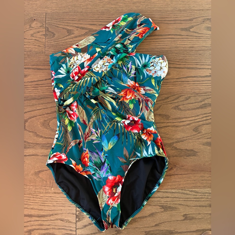 Magicsuit Green and Red One Piece Swimsuit with Tropical Print